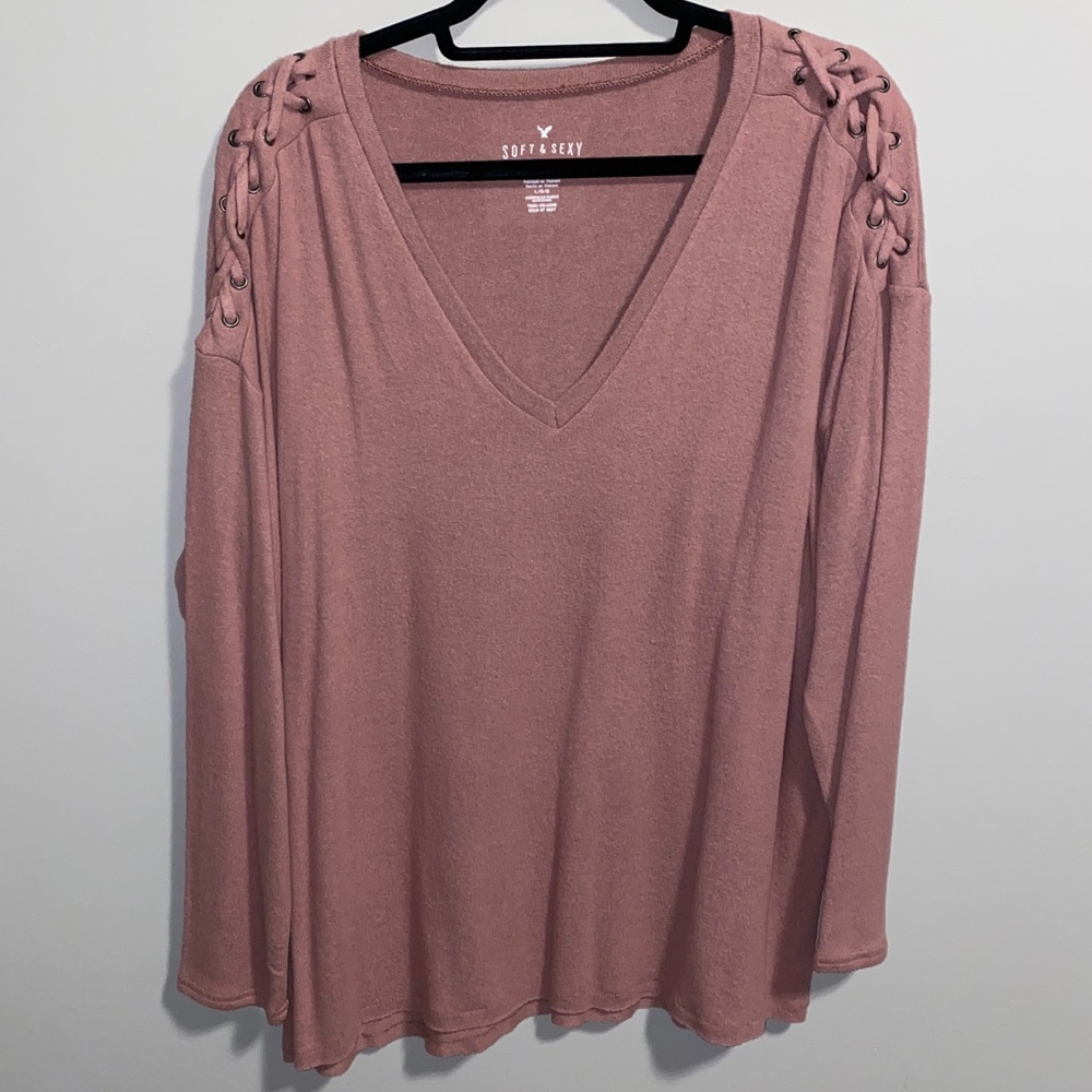 NWOT American Eagle pink long sleeve shirt large